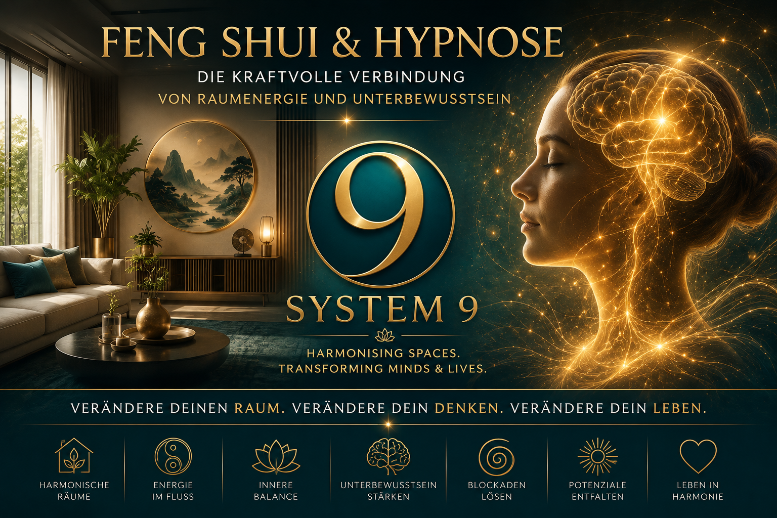 Was passiert, wenn die Energie Deiner Räume und die Kraft Deines Unterbewusstseins dieselbe Richtung einschlagen? Genau an dieser Schnittstelle treffen Feng Shui und Hypnose aufeinander.